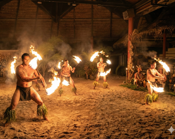 台北→東京→帕比堤→碼頭搭船前往茉莉亞島→TIKI VILLAGE 玻里尼西亞晚宴表演秀